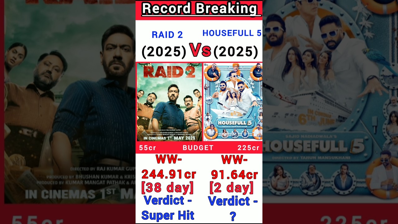 Housefull 5 Vs Raid 2 Box Office Collection | Housefull 5  day 2 collection 