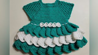 how  to  make  easy  and  beautiful #crochet #  baby frill  frock