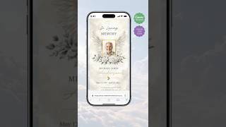 Wings of Heaven Funeral RSVP Invitation, White Floral Memorial Announcement, Canva, Life Remembrance