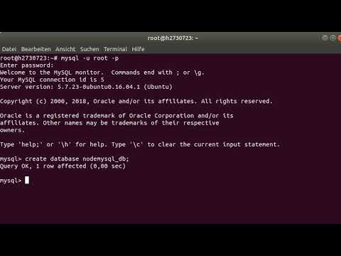 MySQL Datenbank mit Verzeichnis für NodeJS-Übung (Vorbereitung)