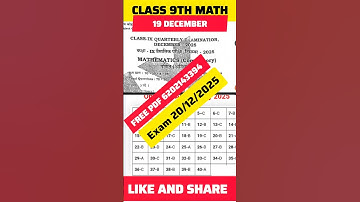 20 December Class 9th Math Original Paper Quarterly Exam 2025 //class 9 Math viral paper 2025
