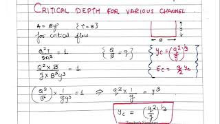 Open channel flow-16 | Critical depth for rectangular section | Shubham sarathe #fluid mechanics
