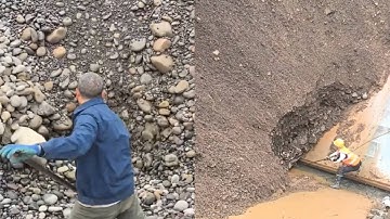 Barge unloading 2500 tons of sand  | Satisfactory video | Vlog of working on the barge