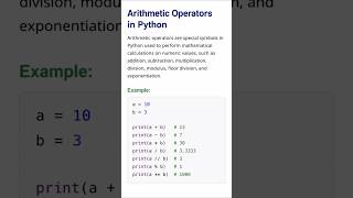 Arithmetic operators #shorts #python #numpy