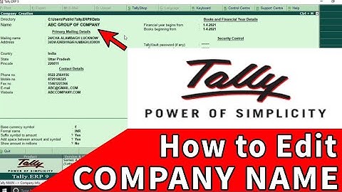 Change Company Name in Tally.ERP 9 | Change Company details | Tally Tutorial in Hindi |