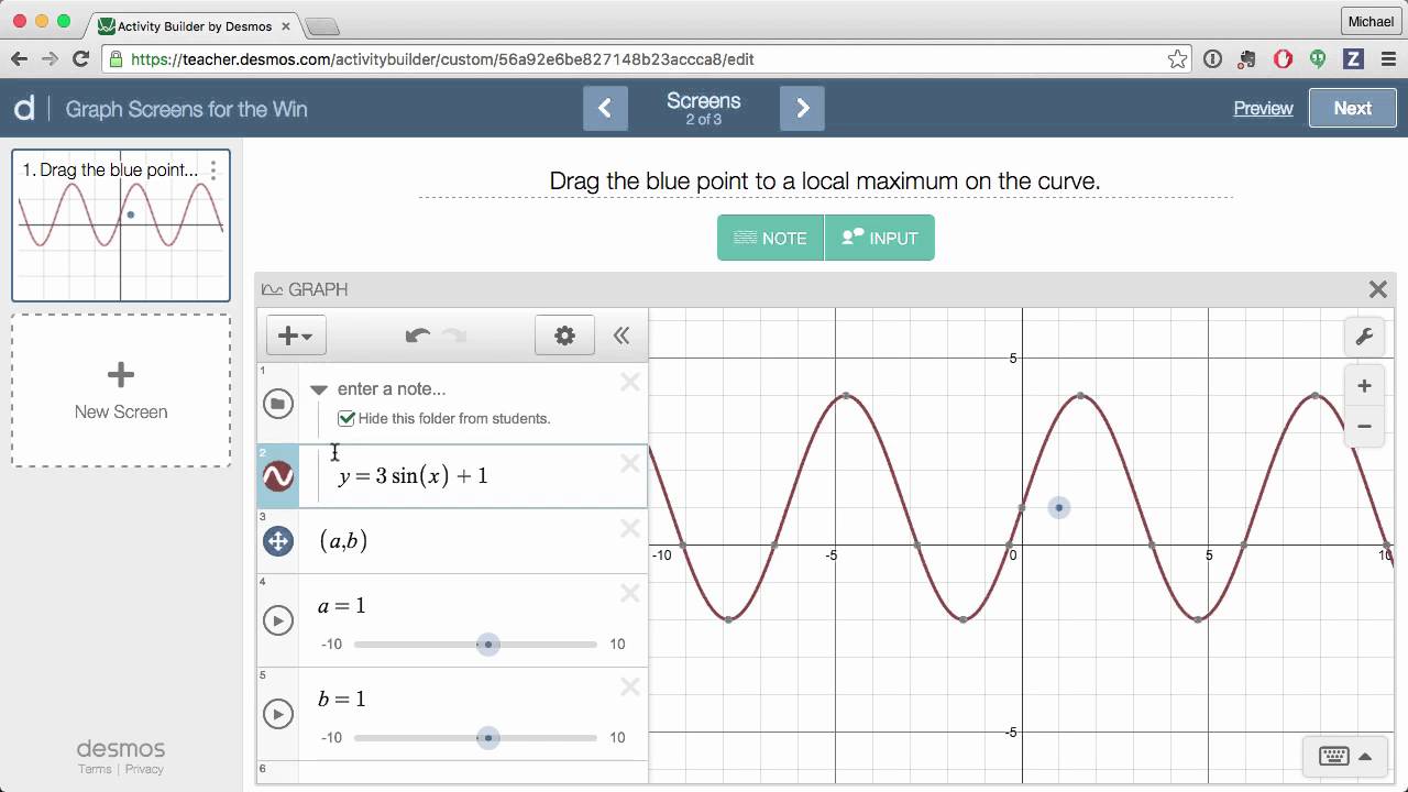 Create Using Graph Screens In Desmos Activity Builder Youtube