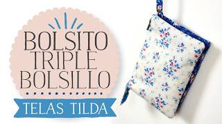 Bolso Triple Bolsillo con Una Cremallera | Montaje Sorprendente y con Telas Tilda
