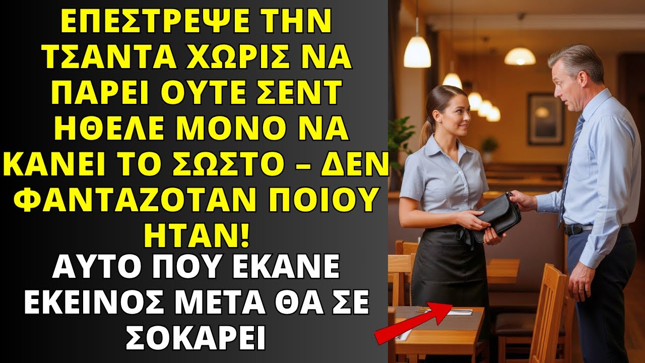 Η ΣΕΡΒΙΤΟΡΑ ΕΠΕΣΤΡΕΨΕ ΤΣΑΝΤΑ ΧΩΡΙΣ ΝΑ ΠΑΡΕΙ ΛΕΠΤΟ — ΚΑΙ ΗΤΑΝ ΤΟΥ ΙΔΙΟΚΤΗΤΗ ΤΟΥ ΕΣΤΙΑΤΟΡΙΟΥ.