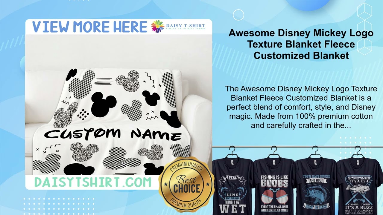 Awesome Disney Mickey Logo Texture Blanket Fleece Customized Blanket