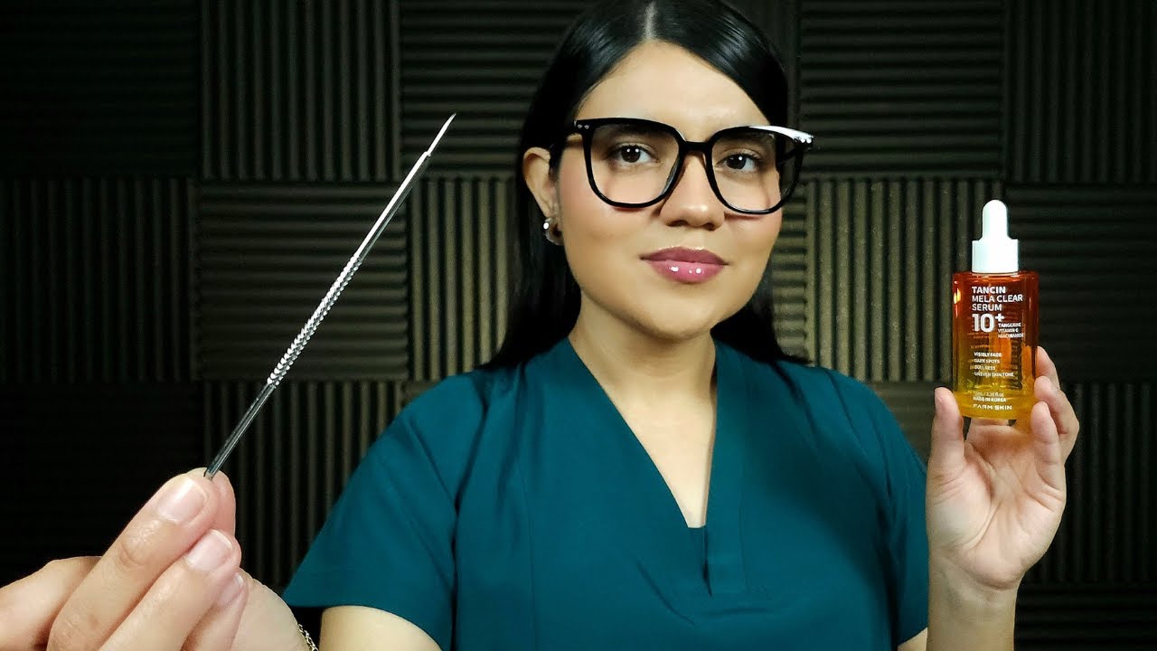 ASMR Tratamiento de Acné + Extracción de Granitos | Roleplay Dermatóloga
