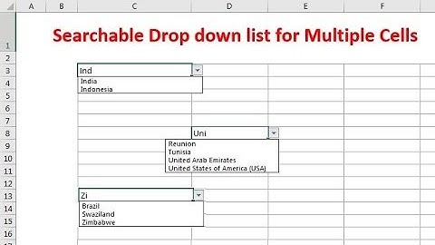 Searchable drop-down list for multiple cells