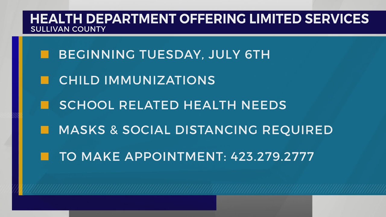 Sullivan County Regional Health Department reopening July 6