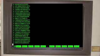 BASICで乱数を緑色のブラウン管で表示しているイメージ動画