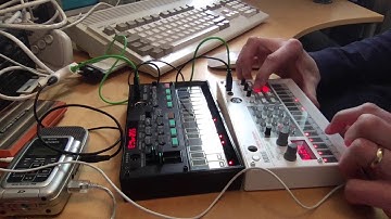 Korg Volca Sample + Volca FM. Volca Sample pattern was made in VividTracker.