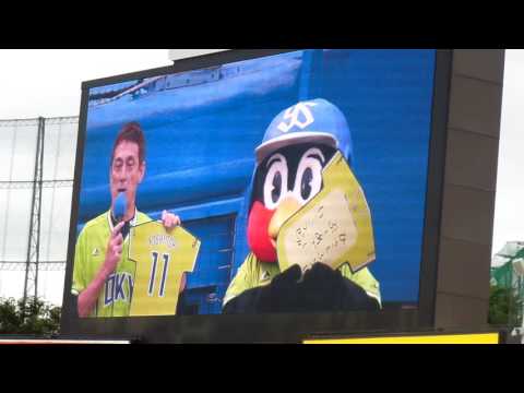 20160709 つば九郎 由規投手へのメッセージ