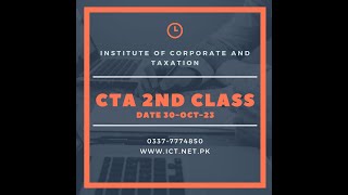 LECTURE 2 CTA  OCTOBER BATCH 30 OCT 23