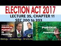 SEC 200 to 203 of ELECTION ACT, 2017 I CHAP 11 I POLITICAL PARTIES ITS FORMATION &amp; FUNCTIONS 