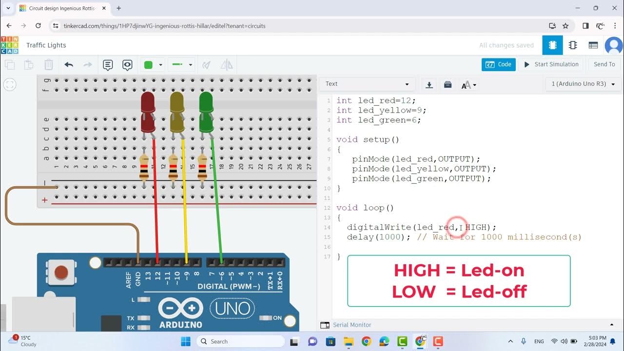 Traffic Lights - Arduino Projects + Tinkercad - YouTube