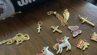 Making a charm necklace for my granddaughter from clearances Biglots jewelry