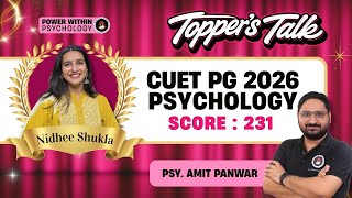 CUET PG Psychology 2026 Topper's Talk | 231 Score Strategy by Nidhee Shukla | Preparation Tips