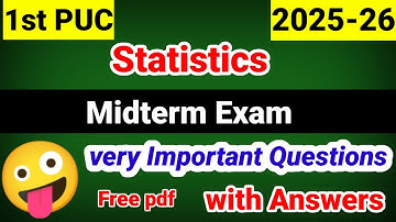 1st PUC Statistics Important Questions for Midterm Exam 2025 with answers