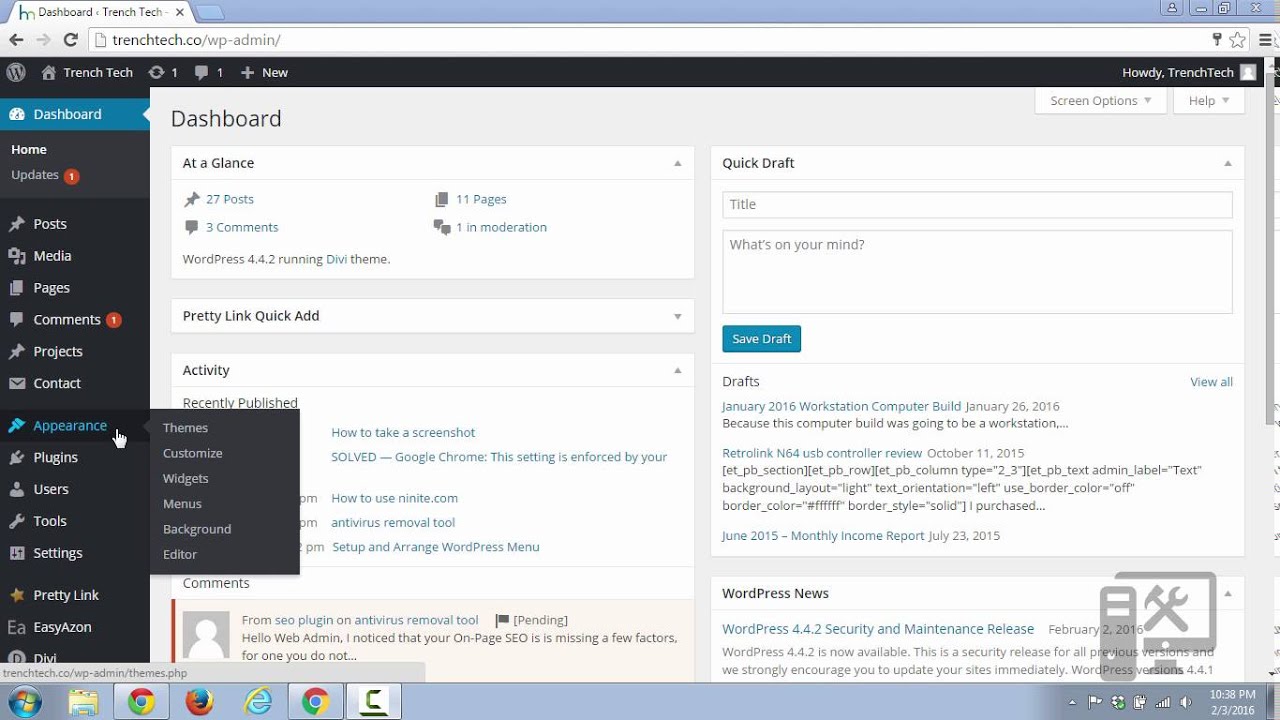 WordPress Dashboard Overview - YouTube