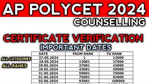 Important Dates For CERTIFICATE VERIFICATION | AP POLYCET 2024 COUNSELING
