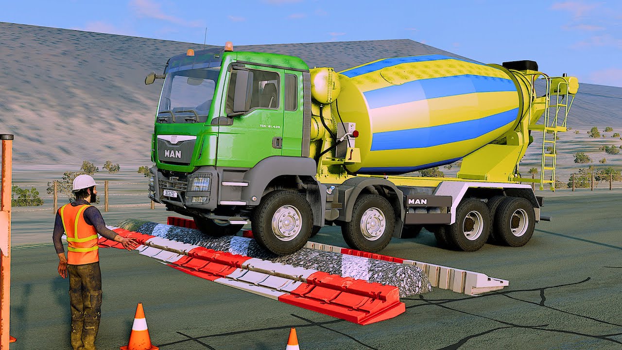 Trucks and Cars vs speed bumps | BeamNG Drive 533