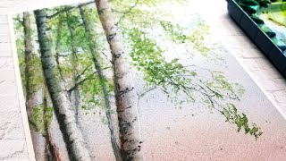 QUICK Demo - Birch Trees Watercolor Painting