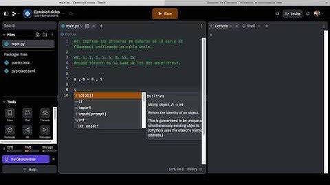 Ejercicio 4 - Imprimir los Primeros 10 Números de la Serie de Fibonacci con un Ciclo While