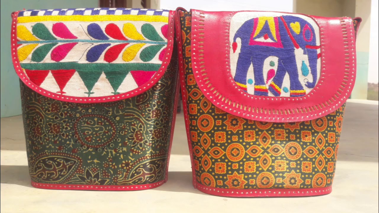 Multicolor - Kutch Neran Embroidery Mashru Silk Mobile Sling Bag