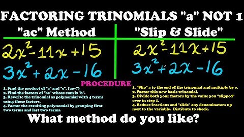 How To Factor Trinomials Using the "ac" & "Slip and Slide" Methods With Easy-To-Follow PROCEDURE.