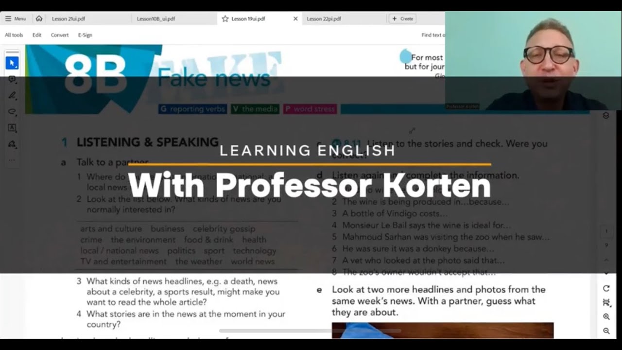 Live Teaching & Speaking Practice w/ Professor Korten - YouTube