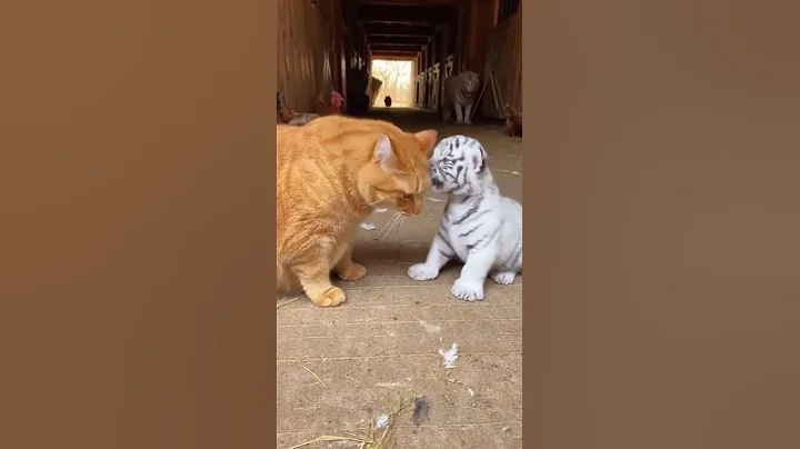 Video 11894691: white british shorthair cat, cat british shorthair playing, cat vs tiger, hilarious cat, cat wildlife