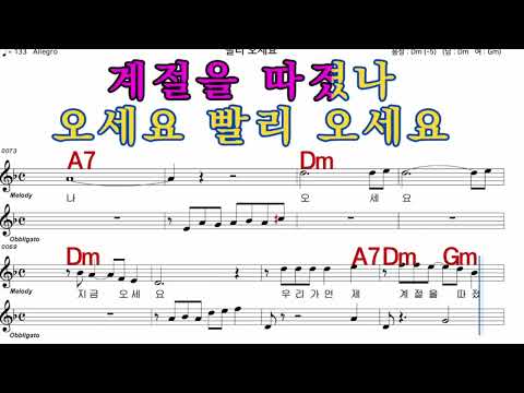 빨리오세요 루인숙 가수처럼 엠알로 노래 악보 남자 키 Dm