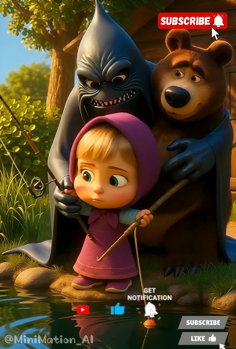 Marsha and the Bear are scared by the ghost Valak #pixarstyle #shorts #marsha #trending #scary
