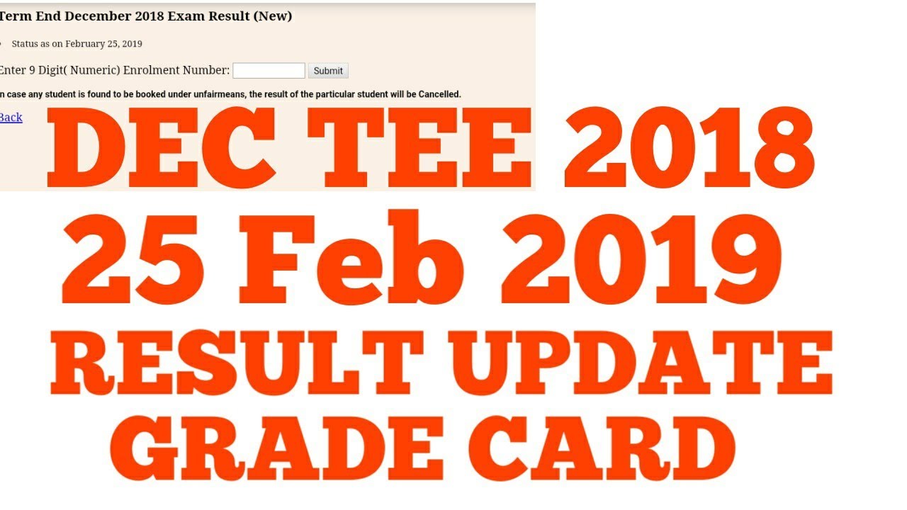 IGNOU DEC TEE 2018 RESULT UPDATE AND GRADE CARD UPDATE CHECK NOW