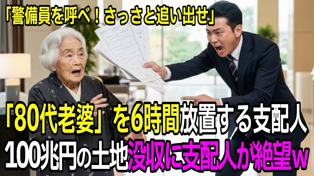 「うちのホテルに来るな」と高級ホテルで6時間放置された老婆。追い出された直後、10秒ごとに土地の契約を解除し続けた結果…100兆円が消え支配人が発狂し破滅w【感動する話】【朗読】