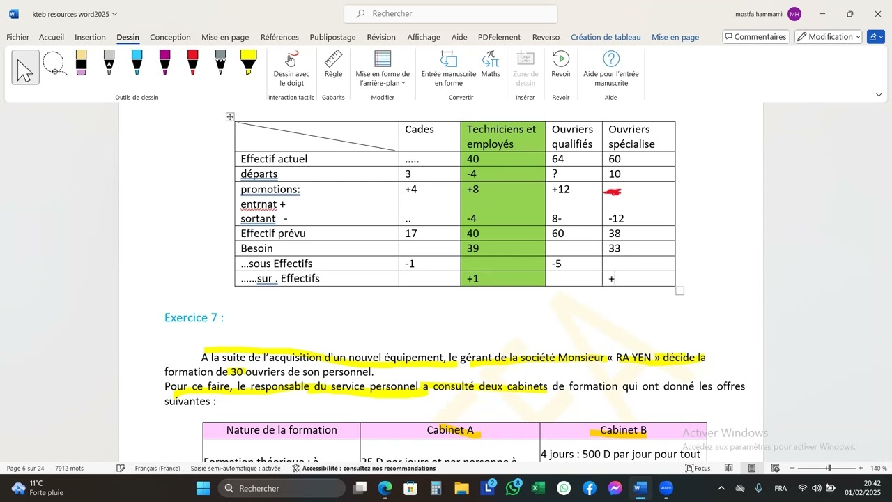 gestion de RH bac 2025 et 3eme