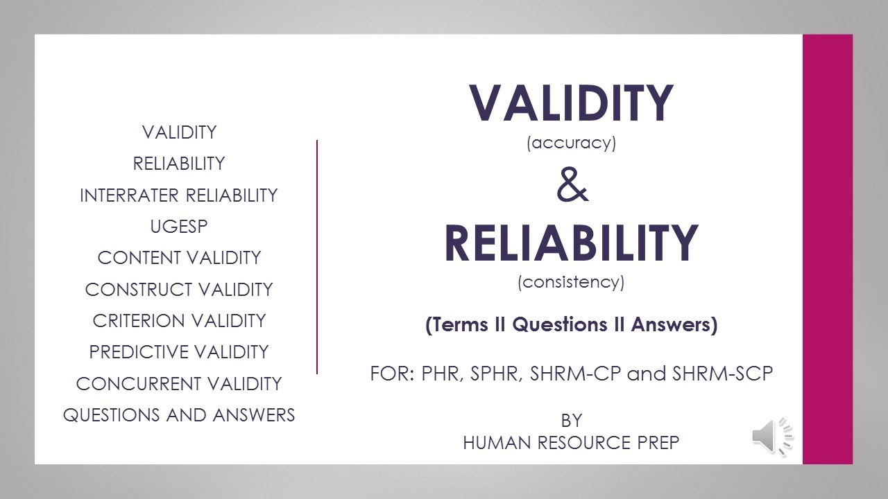 Reliability and Validity Explained:PHR, SPHR, SHRM-CP, SHRM-SCP  Certification Exam Questions. - YouTube