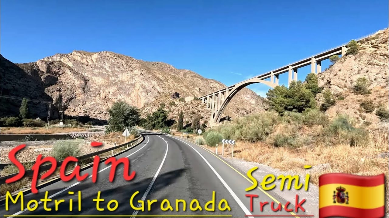 Driving Motril to Granada Spain Semi-Truck