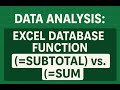 Data Analysis: Excel Database Function =SUBTOTAL() vs. =SUM()