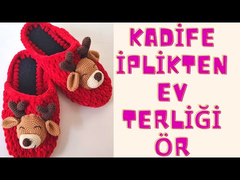 YENİ YIL TERLİĞİ TARİFİ Kadife İplikle Terlik Yapılışı Bölüm 1