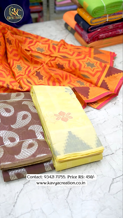 Comfort meets elegance in Silk Cotton Saree at just ₹450 🦢 #KavyaCreation