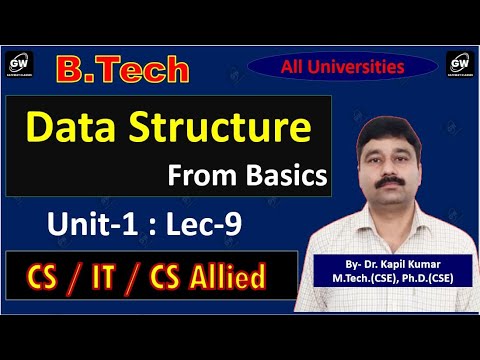 Lec-9 I Unit-1 I Data Structure I by Dr. Kapil Kumar Sir I Gateway ...