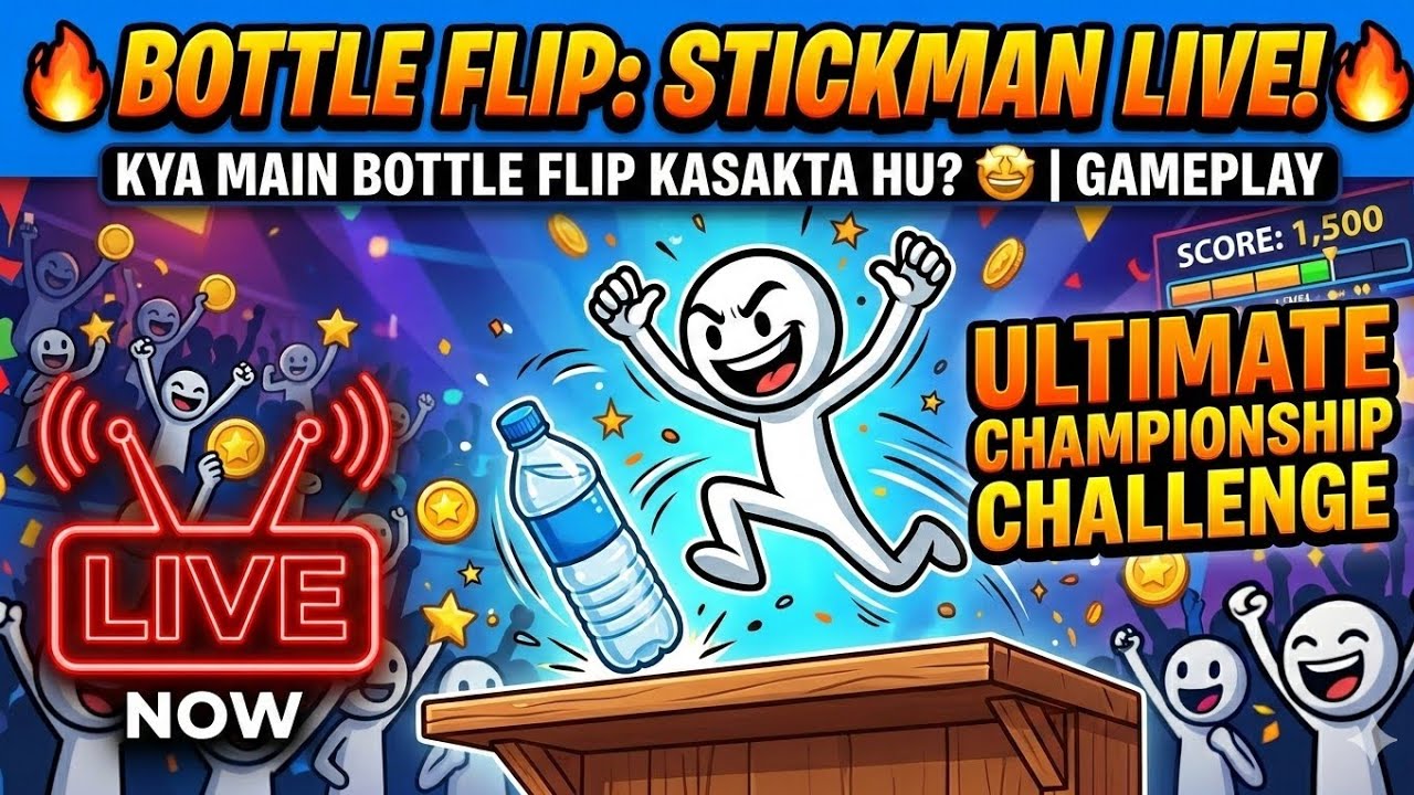 99% Will Fail! 🚫 Extreme Stickman Bottle Flip Challenge#StickmanGames #Challenge #Viral #shorts#live