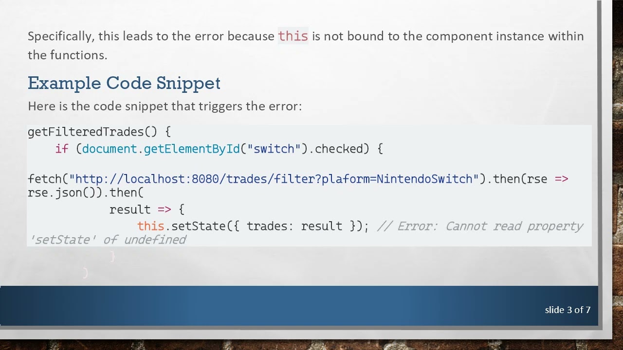 Resolving the TypeError: Cannot read property 'setState' of undefined in React