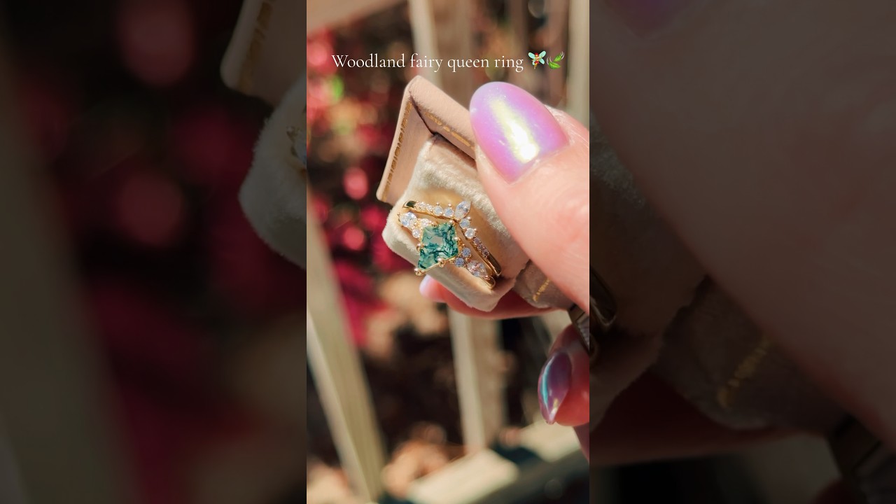 Woodland fairy queen ring set with beautiful kite cut moss agate 🧚&zwj;♀️✨