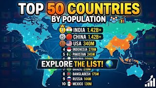 LIVE - World Top 50 Flag By Population Counting #population 25/08/2026