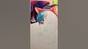 Vẽ chân dung Kimteahyung V bằng chì màu cực đẹp - TikToker Fin Phat Talent